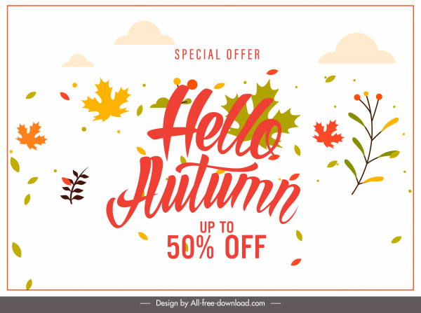autumn sale banner template bright leaves decor