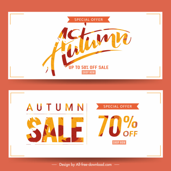 autumn sale poster templates bright leaf texts decor