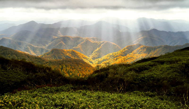 autumn scene backdrop picture sunlight mountain range