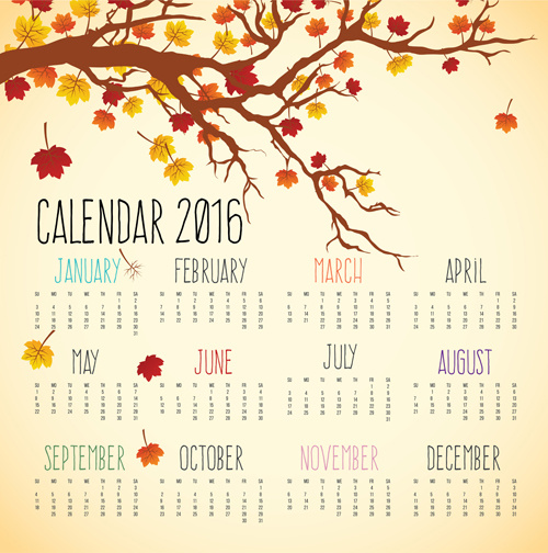 autumn styles calendar16 vector