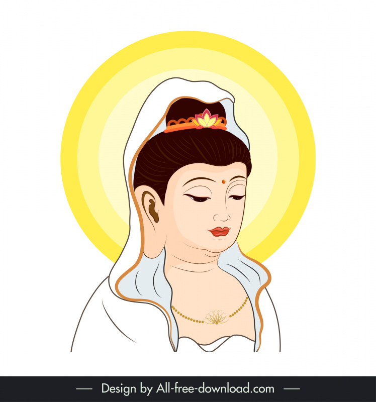 avalokitesvara bodhisattva illustration icon handdrawn cartoon sketch