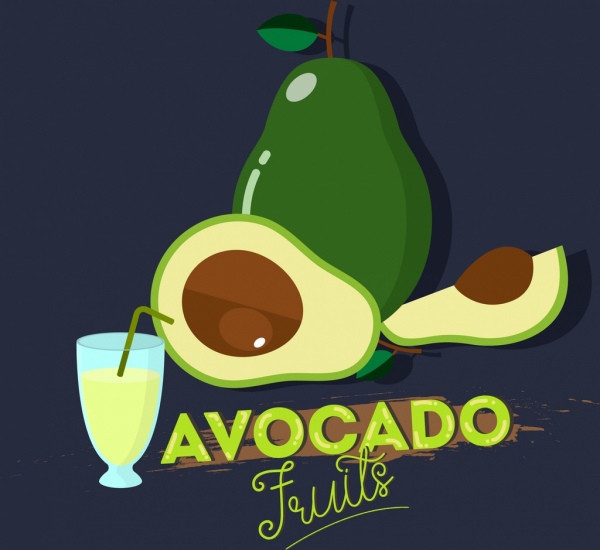 avocado fruit advertisement juice icon calligraphy design