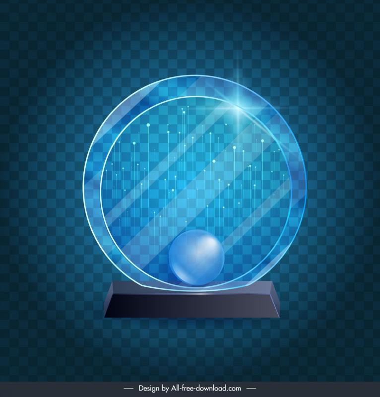 Award Trophy Template Shiny Transparent Glass Circle Vectors Images