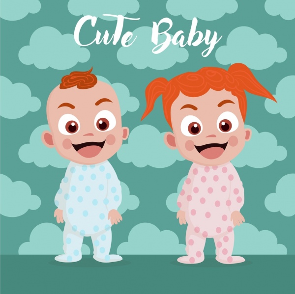 Babies Drawing Cute Boy Girl Icons Free Vector In Adobe Illustrator Ai Ai Format Encapsulated Postscript Eps Eps Format Format For Free Download 1 99mb