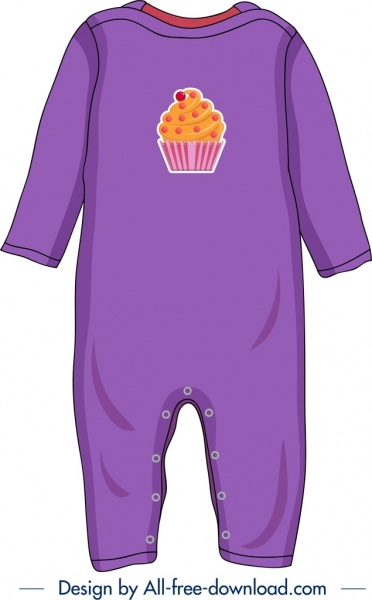 baby clothes template cupcake icon decor violet design 