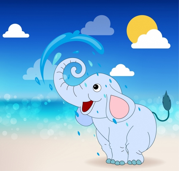 baby elephant drawing colored cartoon design