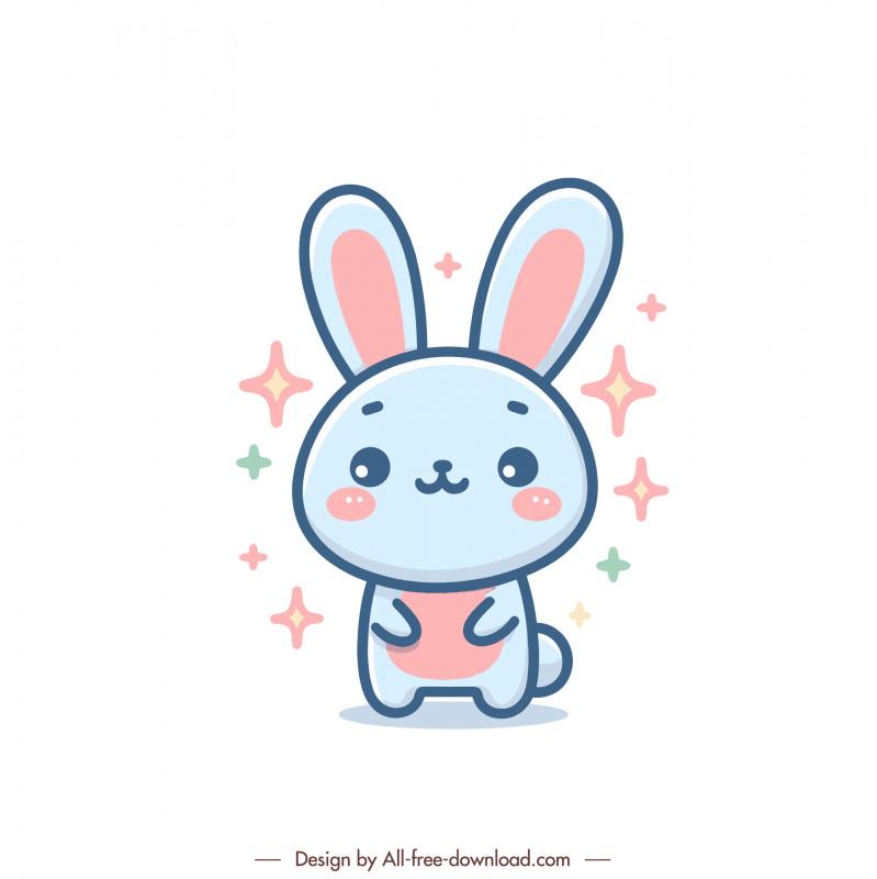  baby rabbit design elements cute handdrawn flat 