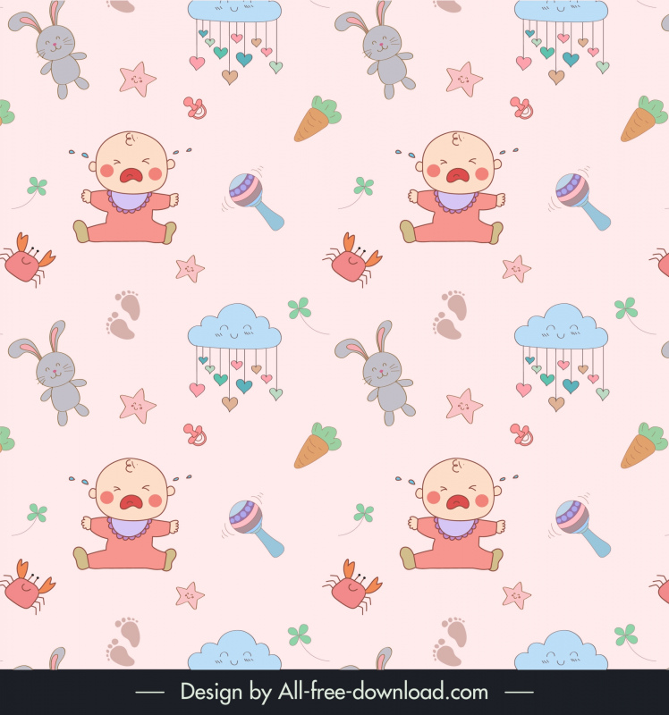 baby seamless pattern template repeating cute cartoon 