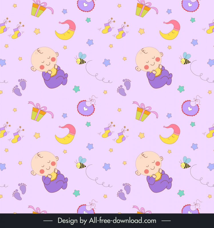 baby seamless pattern template repeating kid elements 