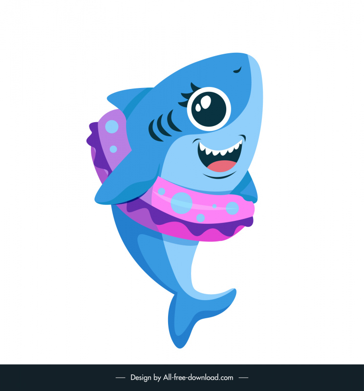 baby shark icon cute stylized cartoon sketch