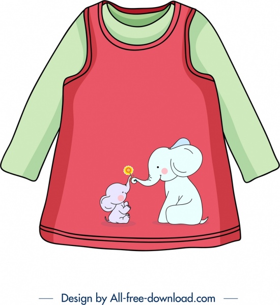 baby shirt template cute elephants icon decor