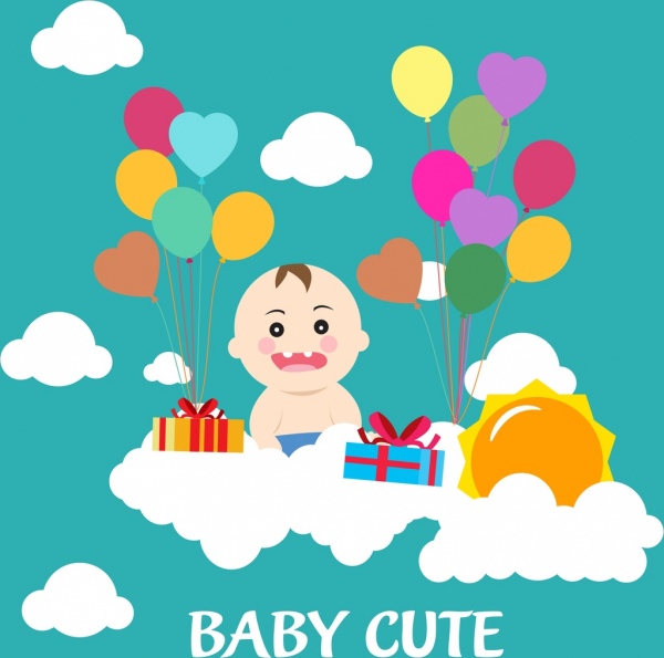 baby shower background colorful balloons kid icon decoration