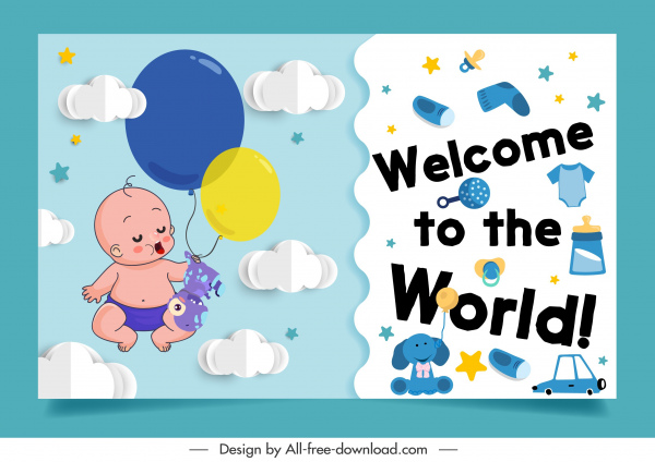 baby shower background cute kid dreaming elements decor