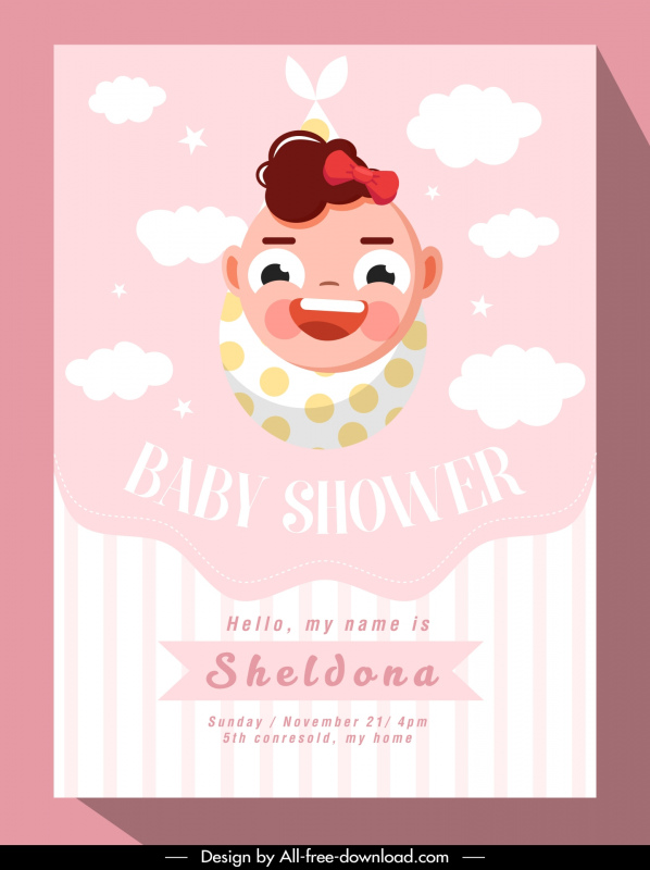 baby shower invitation card template cute newborn kid