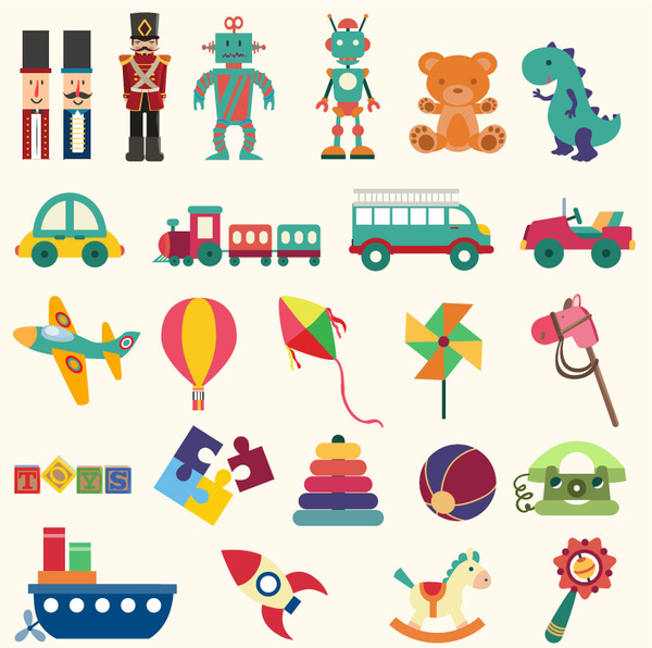 baby toys sets vector illustration in flat style 