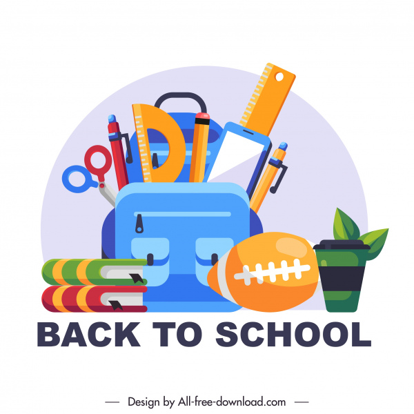 back to school banner colorful study tools sketch
