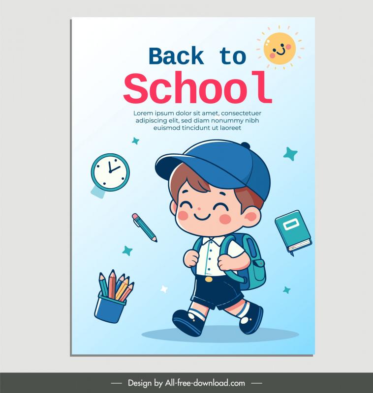 back to school banner template cute boy handdrawn cartoon 