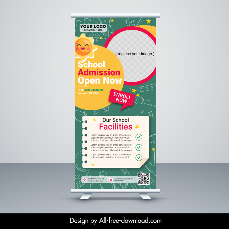 back to school banner template modern roll up design