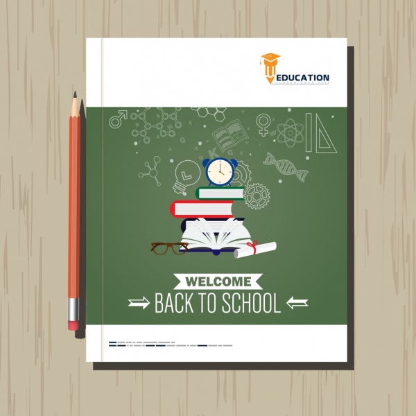 back to school leaflet template education symbols icons