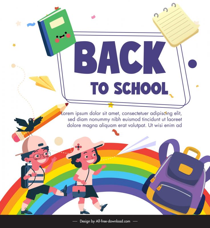 back to school poster template cute dynamic cartoon 