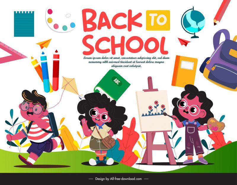 back to school poster template cute dynamic funny children 