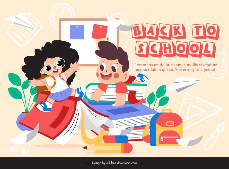 back to school poster template funny joyful children education elements 