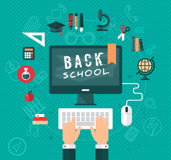 back to school vector illustration with study tools