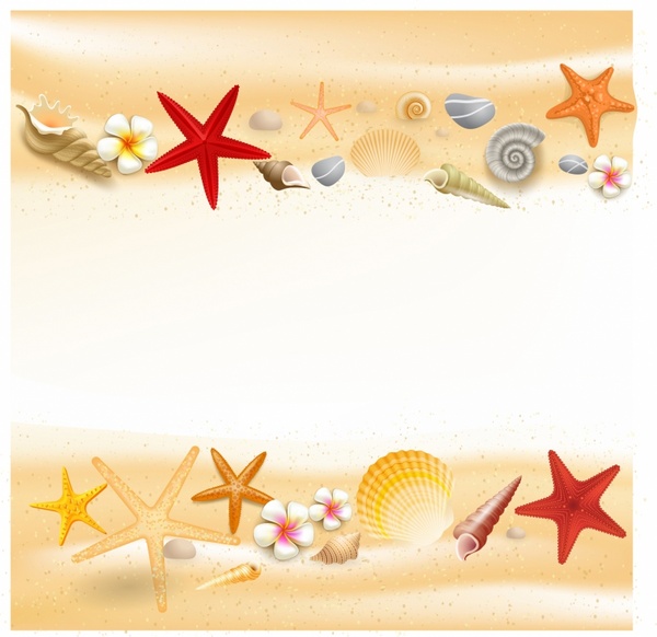 Background with seashells and starfishes