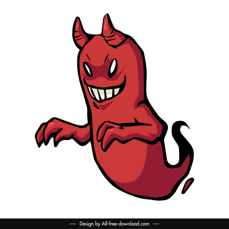 bad ghost icon red handdrawn cartoon sketch