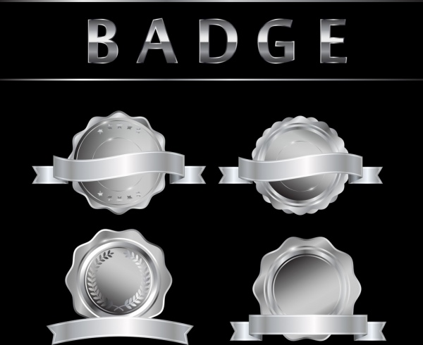 badge icons collection shiny silver design 