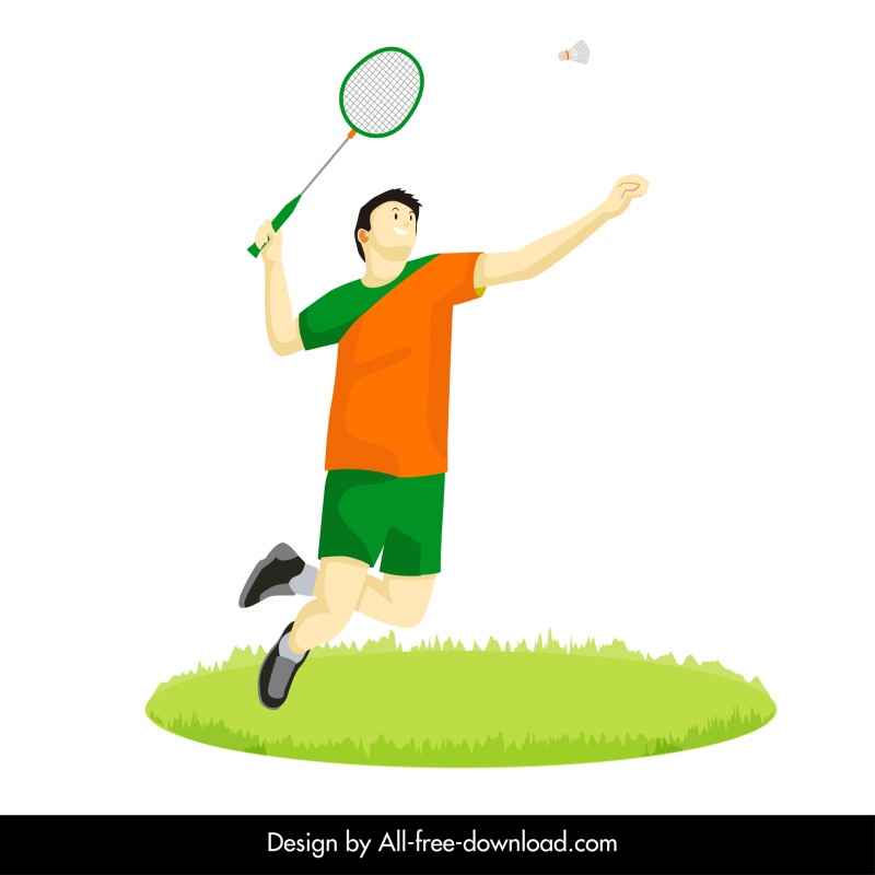  badminton player icon dynamic cartoon sketch