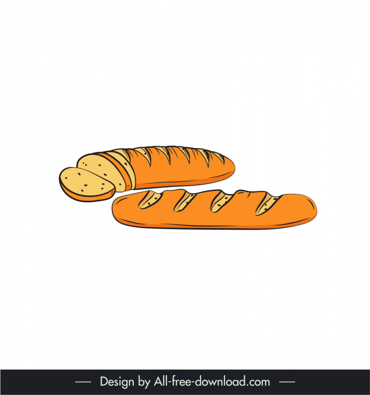 baguette bread icons vintage handdraw outline