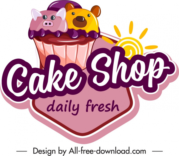bakery label template creaming cupcake decor colorful flat