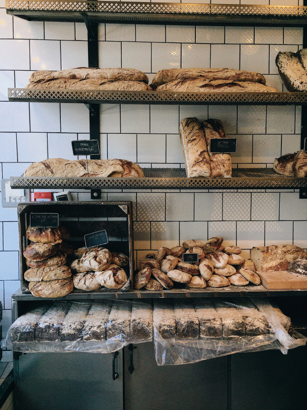 bakery scene picture bread shelves display 