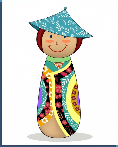 balance doll icon traditional japanese costume style decor 