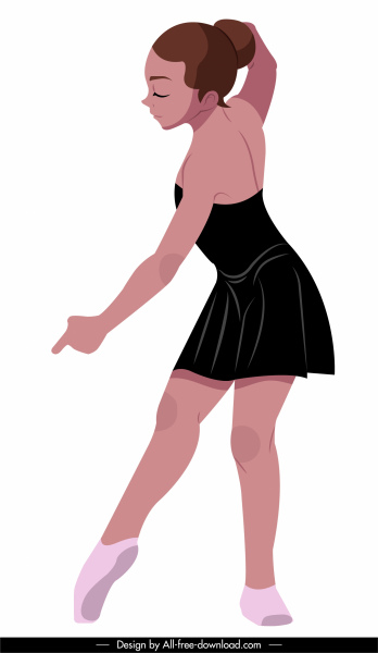 ballerina icon cartoon character sketch motion gesture