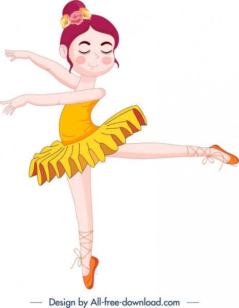 ballerina icon colored cute cartoon character