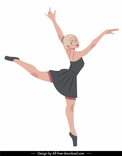 ballerina icon dynamic cartoon sketch