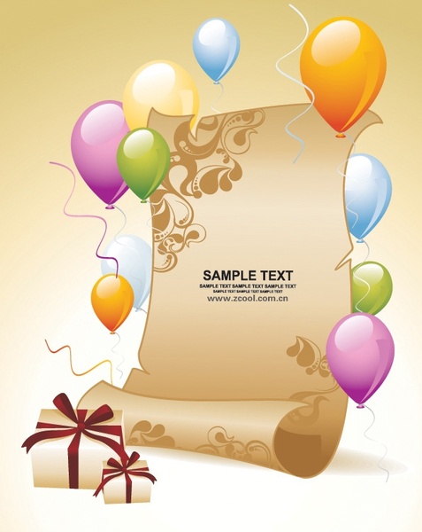 balloon gift paper background vector
