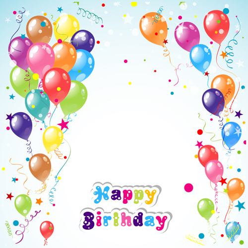 Balloon ribbon happy birthday background Vectors graphic art designs in ...