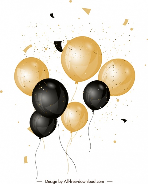 balloons background shiny black yellow design