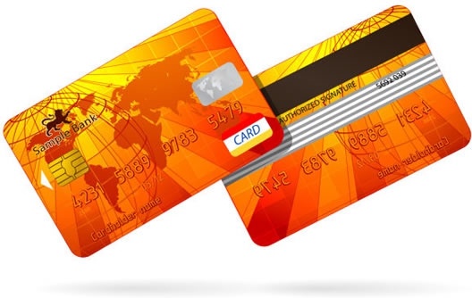 bank card template orange global map decor