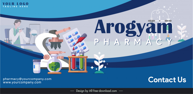 banner arogyam pharmacy template scientist lab room elements sketch