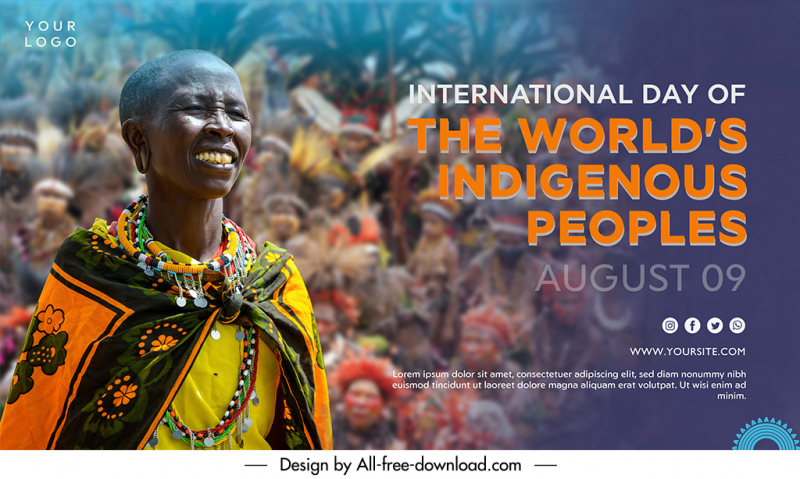 banner day of the worlds indigenous peoples template modern realistic tribal people design 