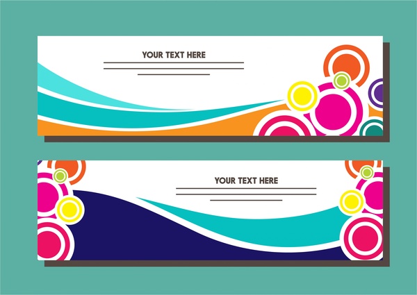 banner design sets colorful circles and curves style