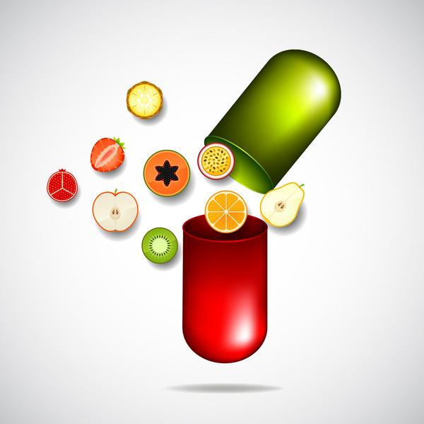 banner design with nutritious vitamin tablet illustration