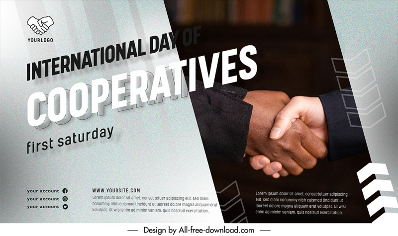 banner international day of cooperatives template contrast design handshake sketch