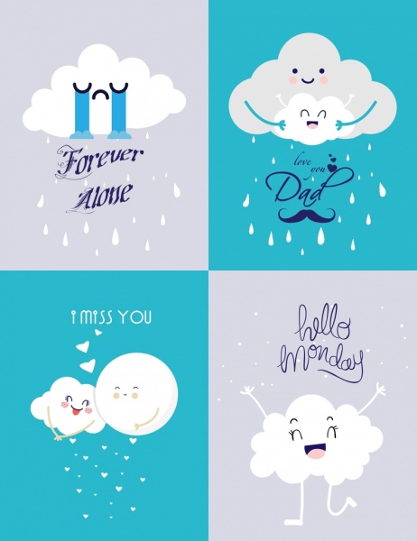 banner templates collection stylized cloud icons decor