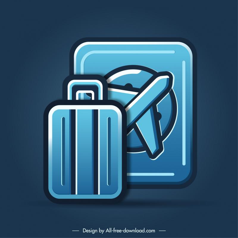 banner travel design elements flat contrast suitcase airplane passport 