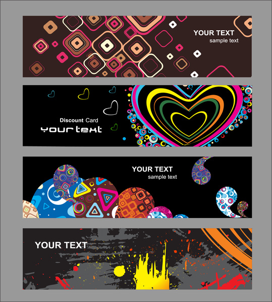 banners collection heart abstract grunge easter